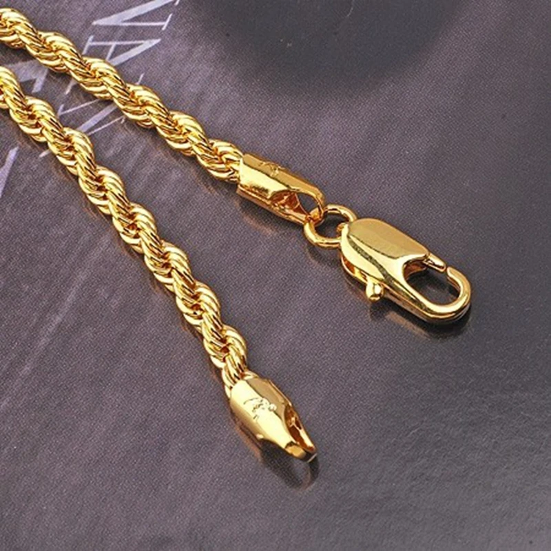 Twisted 24k Yellow Gold Filled Necklace Men Women Rope Chain Jewelry 23 6 Length