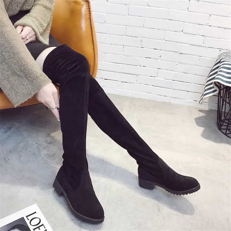 Hot Selling New Women Boots Autumn Winter Ladies Fashion Flat Bottom Boots Shoes Over The Knee Thigh High Suede Long Boots 35-40 Hot Selling New Women Boots Autumn Winter Ladies Fashion Flat Bottom Boots Shoes Over The Knee Thigh High Suede Long Boots 35-40