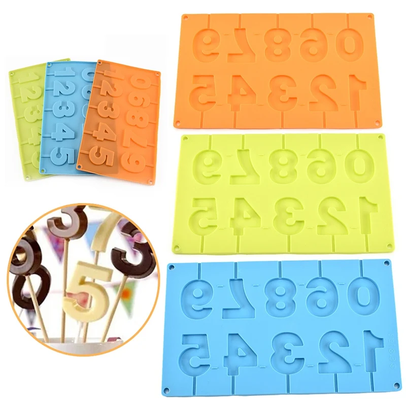 Numbers Lollipop Mold Silicone Chocolate Mould With Sticks