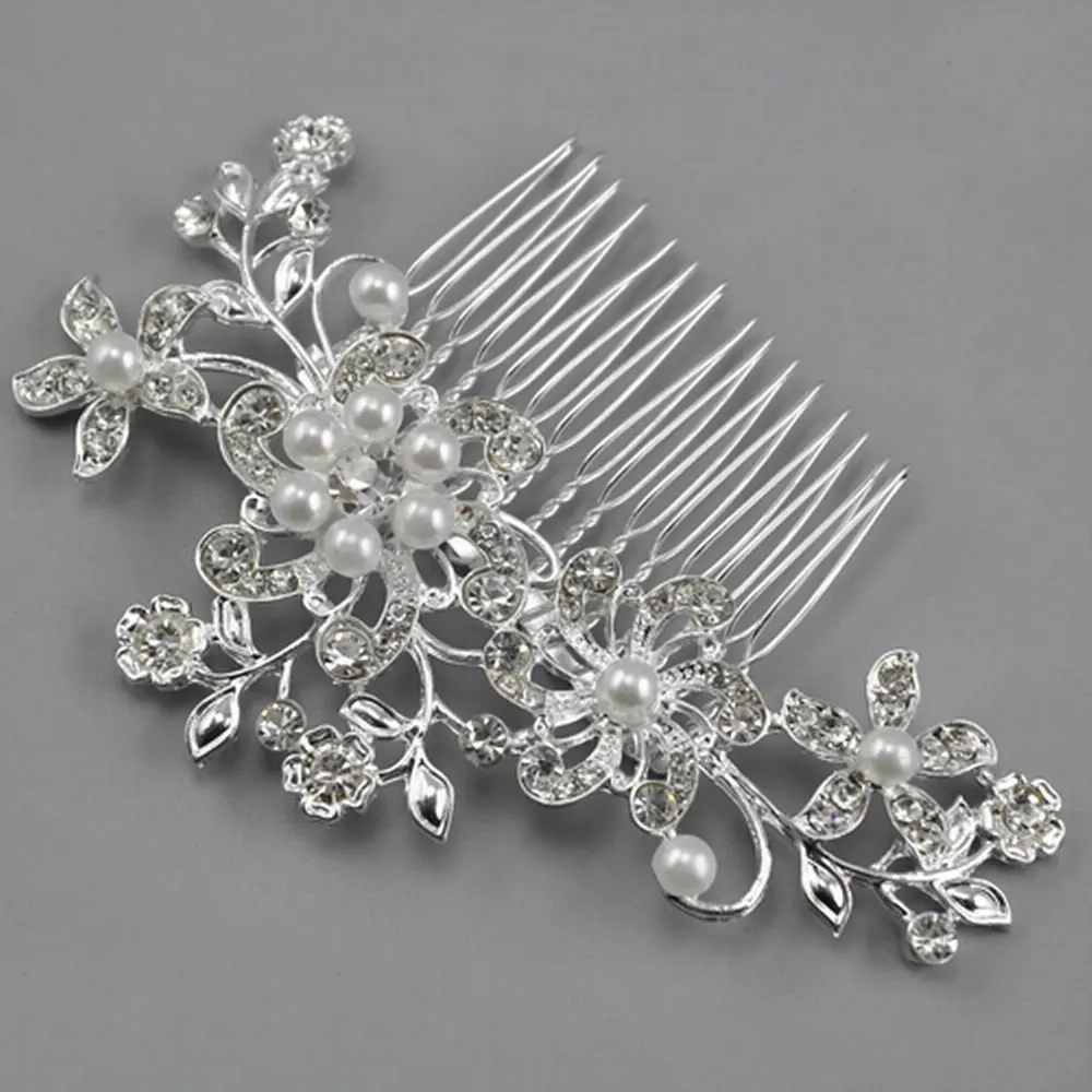 Hot Fascinating Bridal Crystal Pearl Diamante Hair Comb Clipin Women's Hair Accessories from