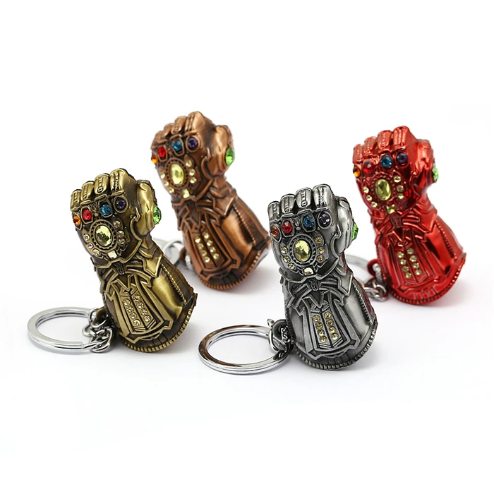 Avengers 4 Endgame Iron Man Infinity Glove Gauntlet Keychain Crystal Insert Metal Ironman Fist Pendant Key Chain Movies Jewelry