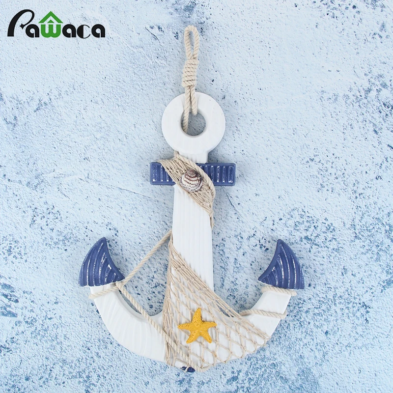 

Mediterranean Style Wood Anchor Nautical Decor Wall Hanging Crafts Art Home Coffee Bar Vintage Wood Decoration Crafts