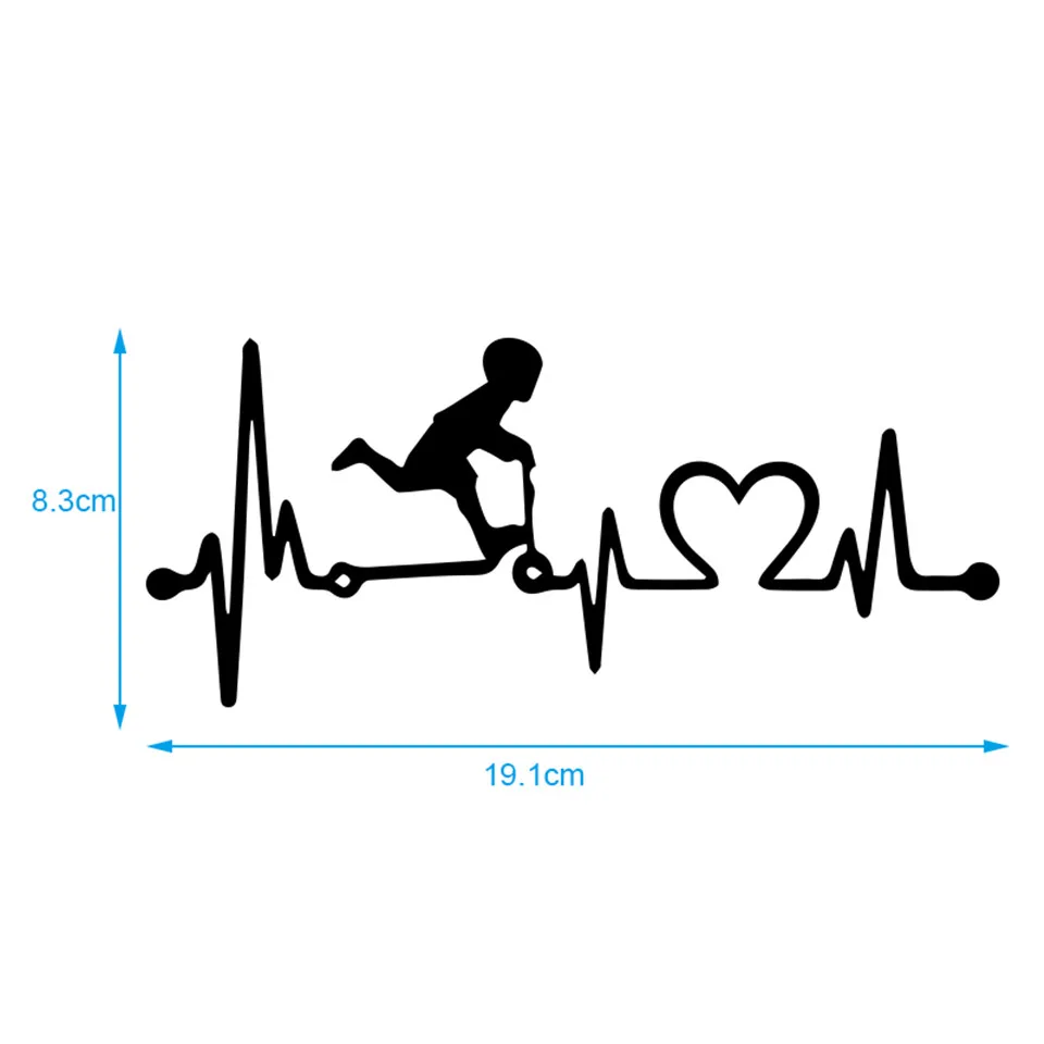 Scooter Heartbeat Lifeline Car Sticker Car Accessories Decal Fashion Car Body Window Door Decoration Sticker Funny 19.1cm8 (1)