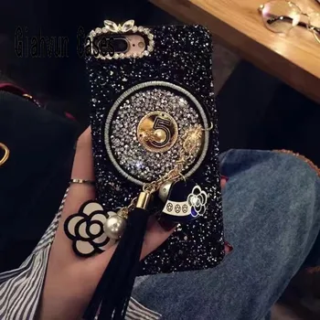 

Black bling star hat flower metals tassel phone Case For iPhone 11 pro X XR XS MAX 8 8plus 7 7Plus 6 6S 6plus back cover case