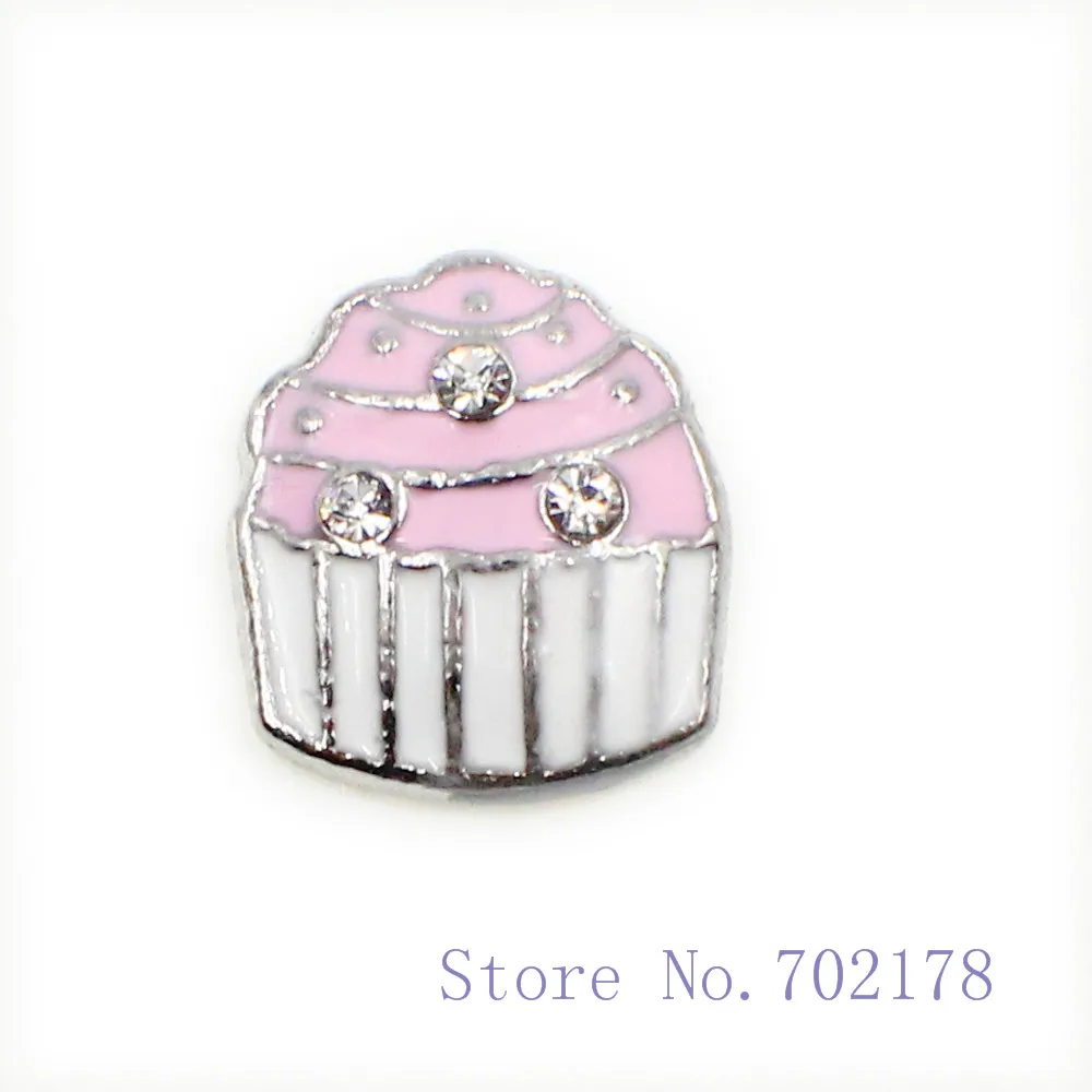 10pcs pink cake with crystal wholesales floating locket memory charms fit for DIY Accessories as gift FC1573 | Украшения и
