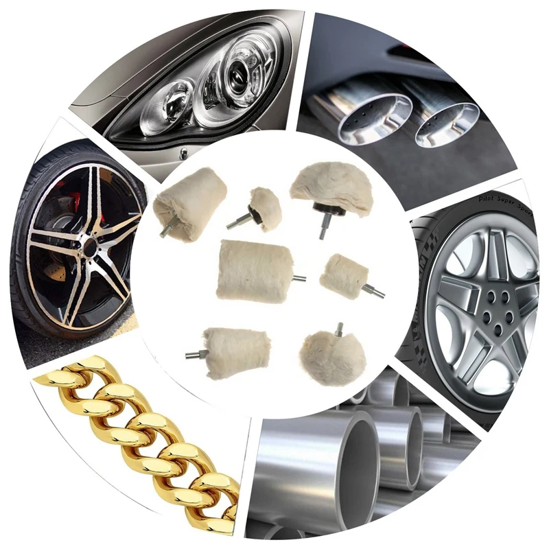 Drilling And Polishing Wheel 7 Pieces Of White Polishing Mop Wheel Cone/T-Shaped Wheel Grinding Head Band 1/4 Handle Suitable