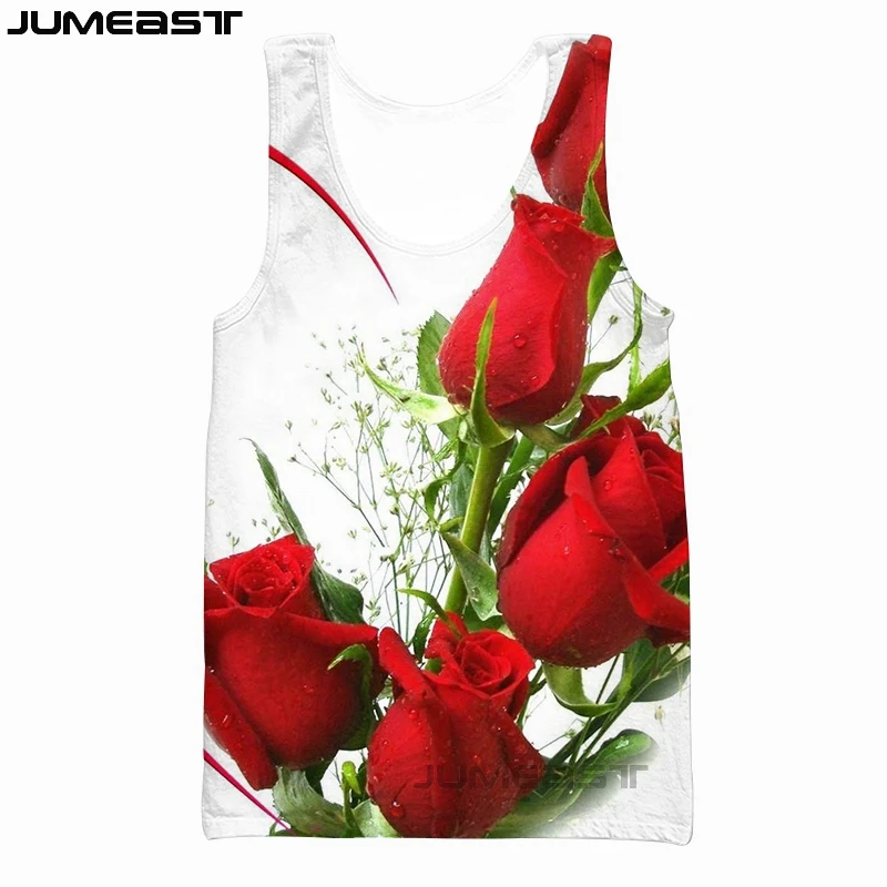 Jumeast брендовый мужской/женский 3D жилет с принтом красивые цветы коротким рукавом