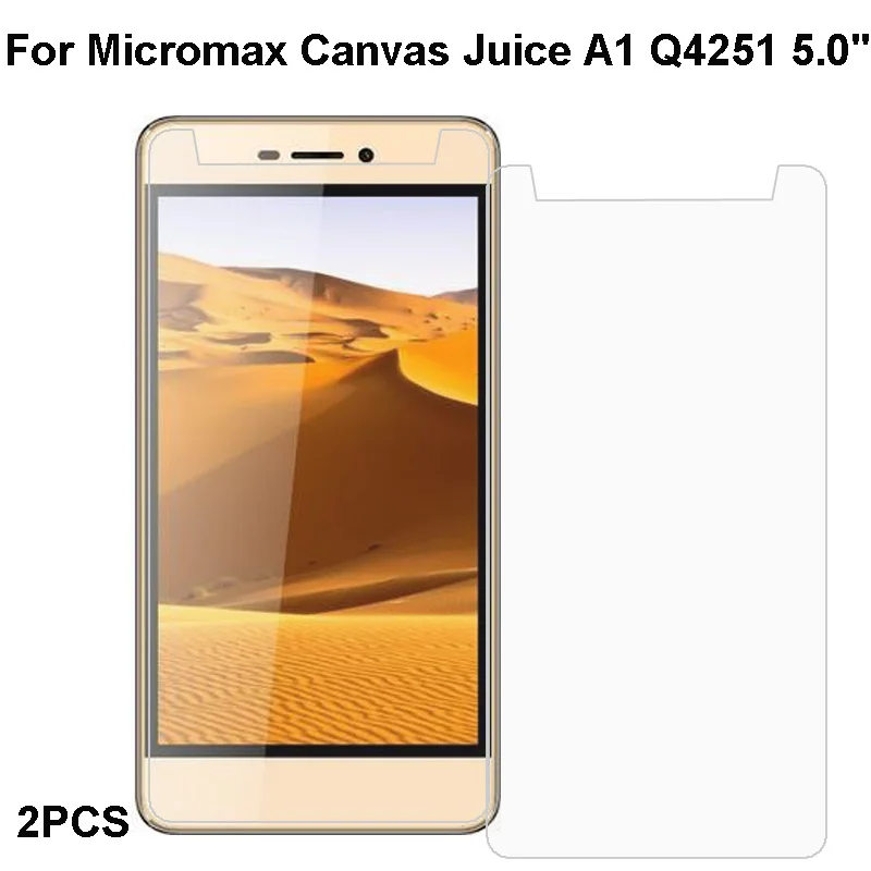 

Micromax Canvas Juice A1 Q4251 Tempered Glass Screen Protector 2.5D 9h LCD Protective Glass Film on JuiceA1 Q 4251 A 1 2PCS