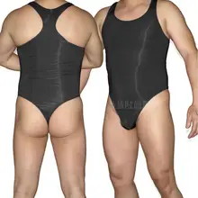 Мужской боди стринги трико нейлон спандекс Высокая срезанная гоночная спина G3282 шелковистый мягкий