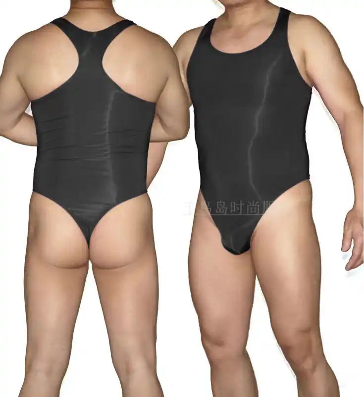 Mens thong bodysuit breathable nylon spandex body shaping leotardmen