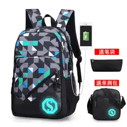 Mochila Feminina 2018 Модная молодежная Мужской Usb зарядки сумки неполная средняя школа Школьный рюкзак 3 шт./компл. для отдыха и путешествий