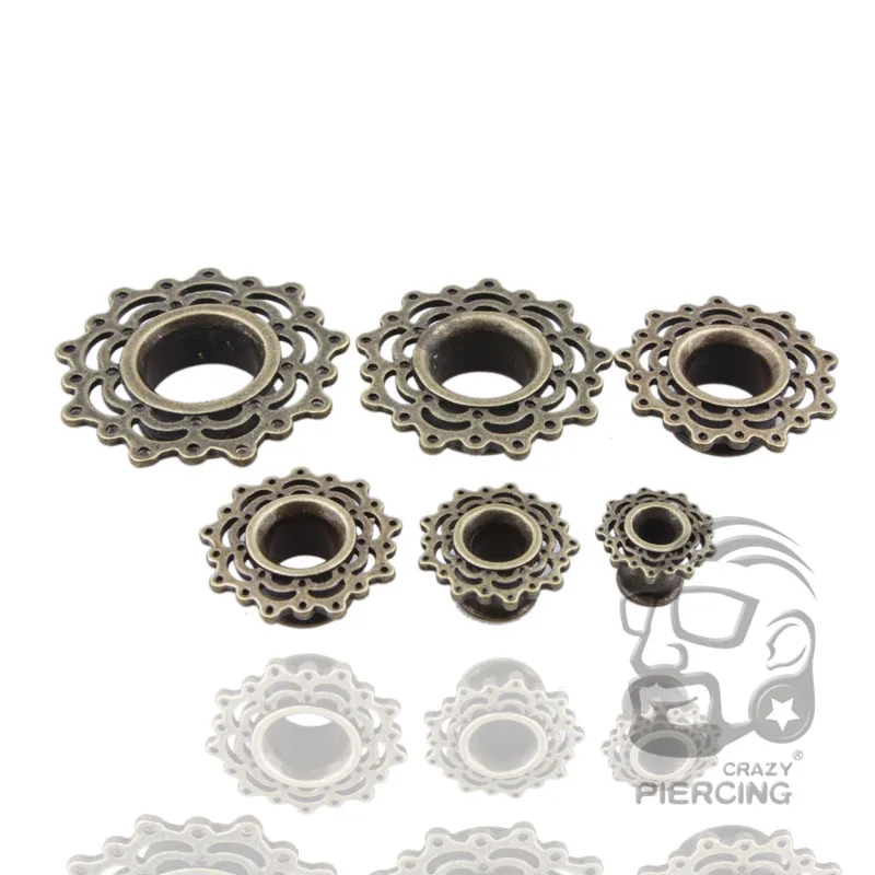 

1 Pair Classic Brass Copper Ear Plugs Body Piercing Jewelry Flesh Tunnels Ear Gauges Size from 6mm to 16mm