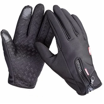 

VIIANLES Winter Warm Guantes Men Women Gloves Unisex Mittens Windproof Touched Screen Gloves Leather Zipper Tactical Guante