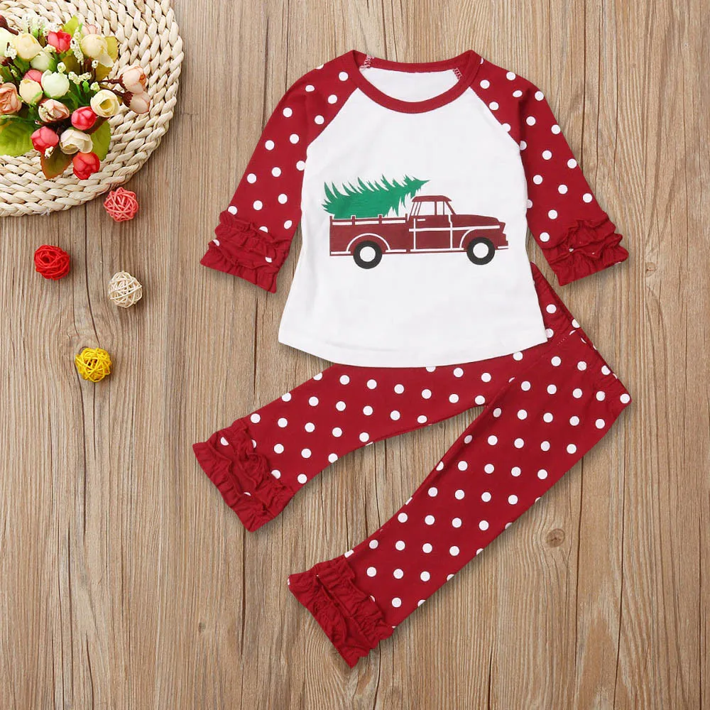 

Christmas Kids Baby Girl T-Shirt Tops Ruffles Pants Clothes Outfits Xmas Set girls boutique outfits christmas outfits kids