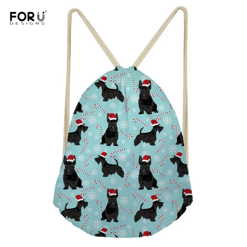 

FORUDESIGNS Leisure Women Drawstring Bags Scottish Terrier Pattern Portable String Backpacks for Ladies Girls Durable Rucksacks
