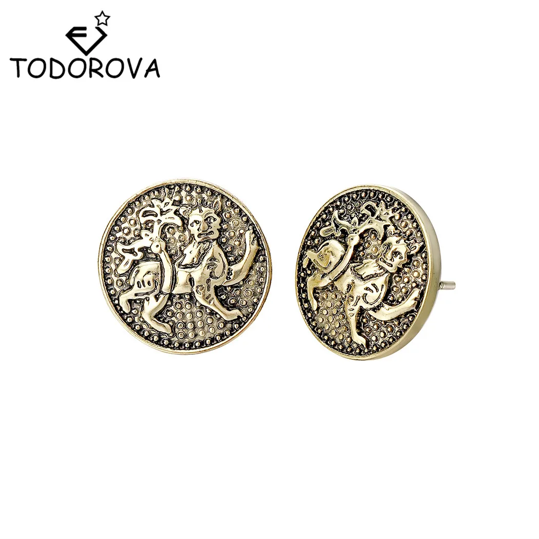 

Todorova Viking Animal Lion Stud Earrings Men's Religious Slavic Male Earrings Punk Gifts Women Fashion Jewelry