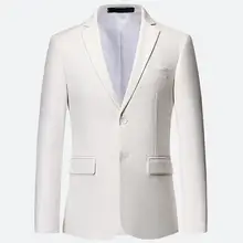 Простые белые Формальные куртки размера плюс 6XL 5XL, корейские мужские пиджаки с длинным рукавом, офисная одежда, Свадебный блейзер