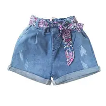 Новые модные однотонные джинсовые шорты для маленьких девочек милые летние джинсовые штаны принцессы для детей, 6 предметов в партии