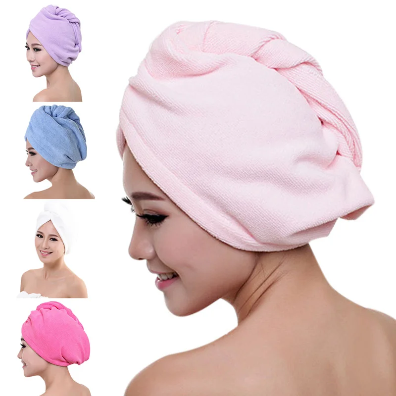 

1/4pcs Women Quickly Dry Hair Hat Microfiber Shower Cap Strong Water Absorb Drying Towel HYD88