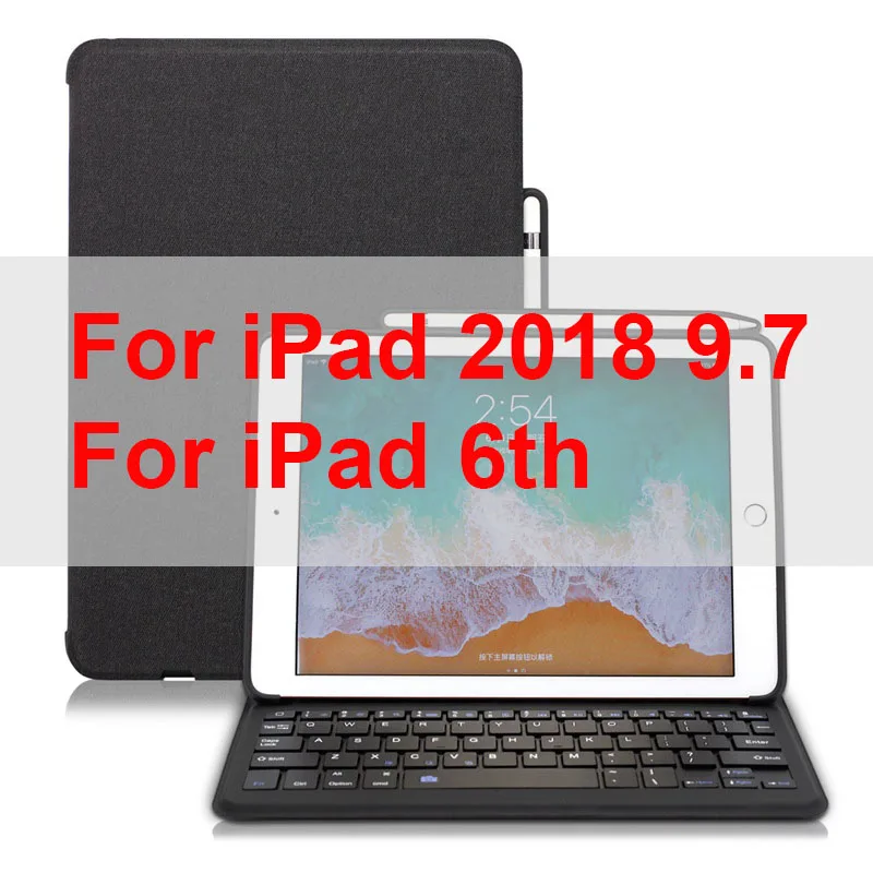 Для iPad Pro 11 / 12.9 Клавиатура, WOWCASE Bluetooth Магнитное крепление для зарядки Тонкая крышка планшета Для iPad Клавиатура для iPad Pro 11 / 12.9 3-го поколения с держателем карандаша Сверхпрочный удароп - Цвет: For 2018 9.7 inch