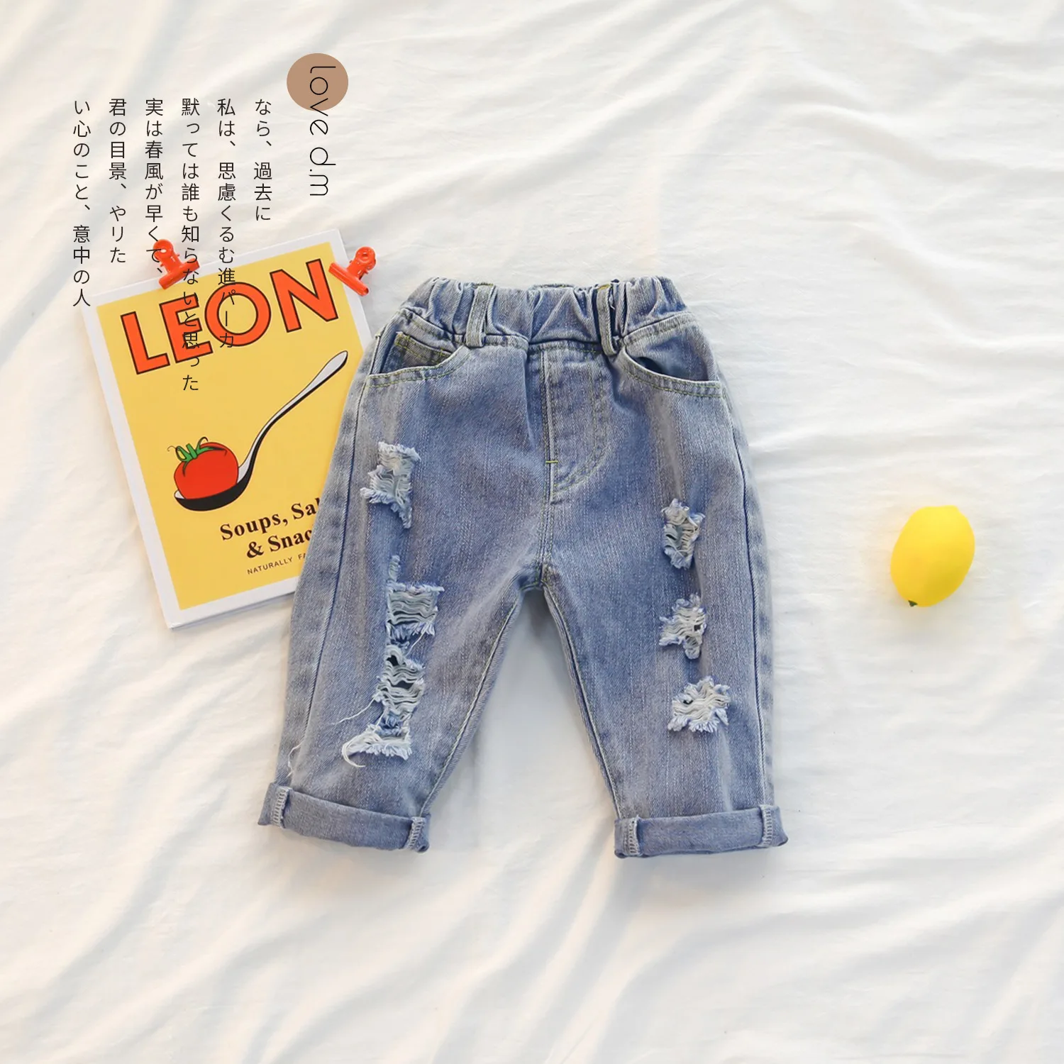 

WLG baby jeans kids holes denim blue jean baby casual trousers children clothes