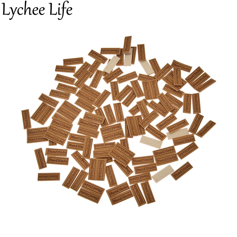 Lychee Life 100 шт. искусственная кожа рельефные бирки для шитья одежды фабрика сделай