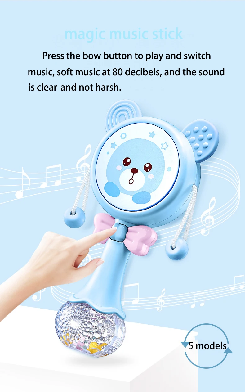 matern'ella Muti-function Baby Rattle& Teether Toys Intelligence Hand Bell Rattle Educational Bell Music Learning Toys Gifts