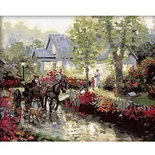 Сад силуэт DIY Цифровая живопись маслом по номерам Европа абстрактный хлопок для гостиная стены картина без рамки 40x50