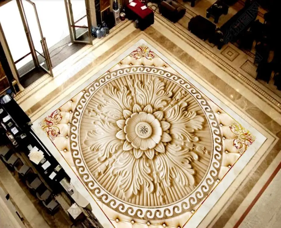 3d Flooring European style Emboss floor tiles Roman flower 3d floor