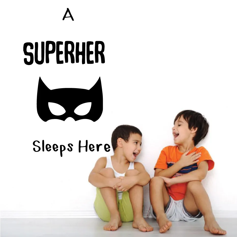 Супер герой, спящий здесь Бэтмен, наклейка на стену s DIY, виниловая Съемная наклейка на дверь для детей, детская наклейка, декор для детской комнаты, домашний декор