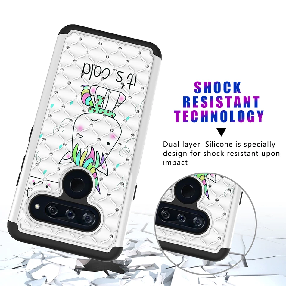 Силиконовый чехол Bling Rhineston для LG X Power 2 K20 Plus LV5 Aristo V40 ThinQ с рисунком Q Stylus C21|Бамперы|