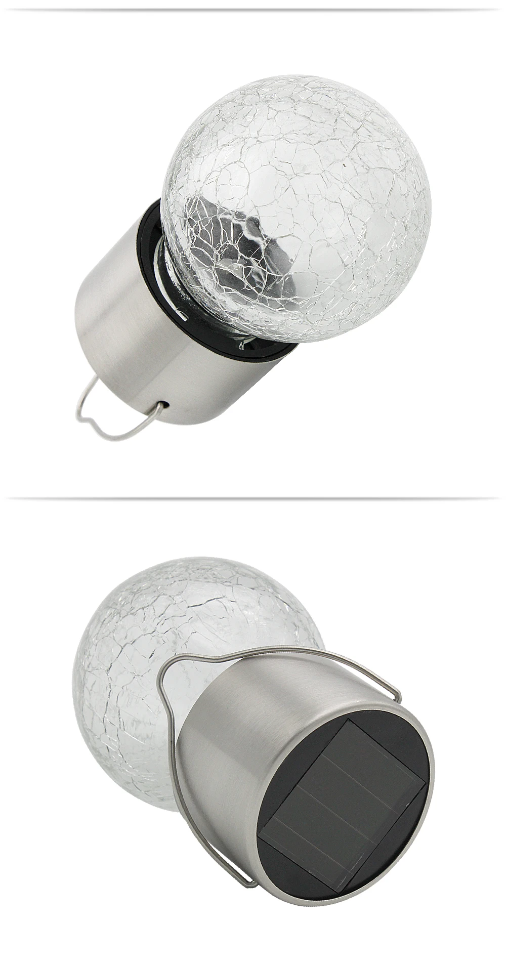 Chiclits LED Solar Powered Glass Ball Lamp Crack Solar Hanging Crackle Ball Light for Garden Decoration Night lighting (13)
