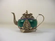 Arts Crafts Copper Exquisite Chinese old handwork collectible teapot inlaid with brass dragon monkey frog chinese arts crafts