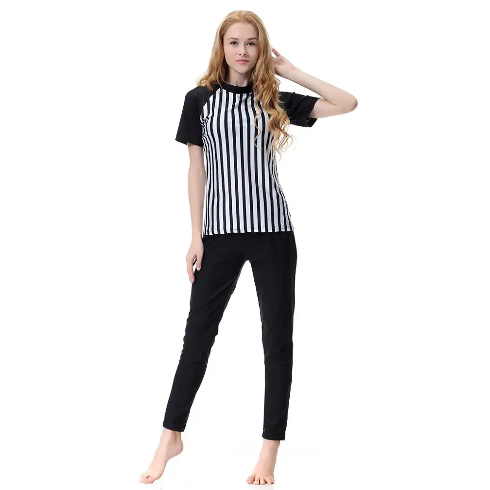 Короткий рукав скромный Купальник для женщин из двух частей camisa костюм для серфинга+ брюки консервативный женский купальник плюс размер XXXL