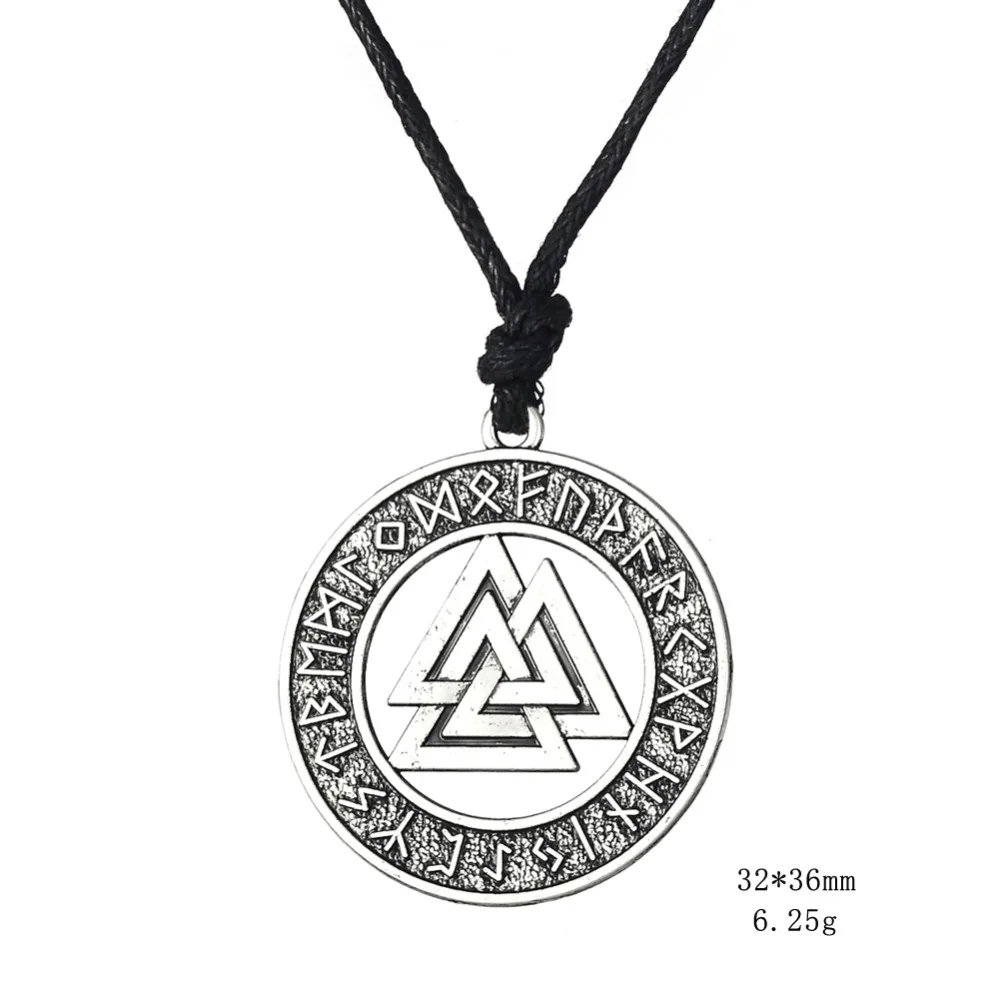 Teamer-colar viking vintage para homens, pingente símbolo de runas nórdicas de Valknut Odin, amuleto escandinavo, guerreiro viking