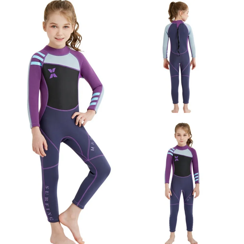 One-piece Girl Siamese warm swimsuit Neoprene Kids Diving Suit Wetsuit children for boys girls Keep Warm Long Sleeves UV protect