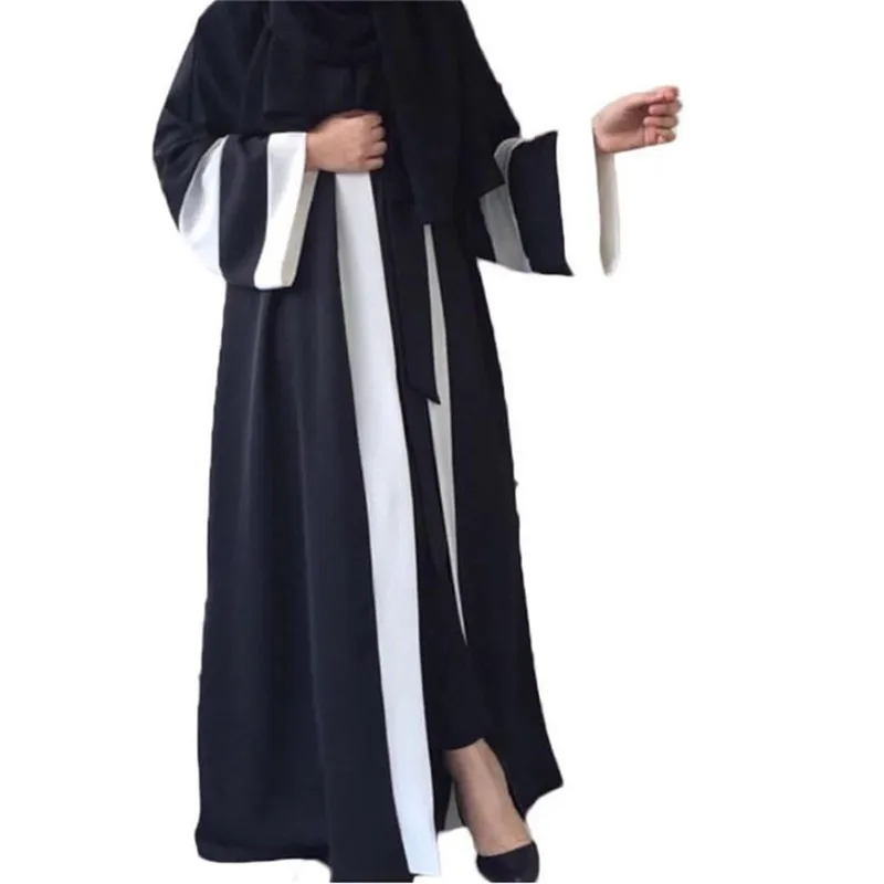 Женская Турецкая мусульманская одежда платье Дубая черная хиджаб пояса мусульманский халат платье кардиган Jilbab Caftan Рамадан абайя s - Цвет: Черный