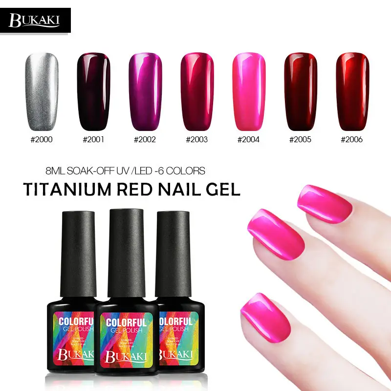 BUKAKI1pcs красная серия гель для ногтей Блеск Металлический зеркальный эффект УФ лак