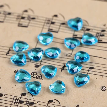

New Hot !! 1000 pcs / lot 8mm Turquoise Color Acrylic Heart Confetti With Tip Back for Wedding Table Scatter Confetti