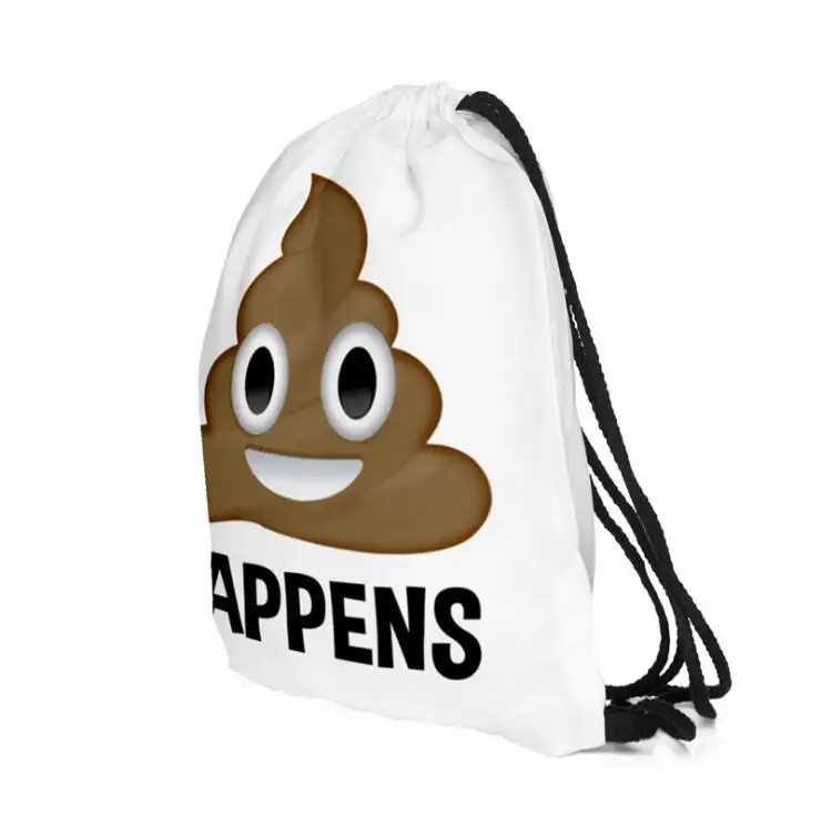 

1 piece Black and white dots emoji expression wifi shit Drawstring Bag 3D Printed Cute Girls School Drawstring Backpack