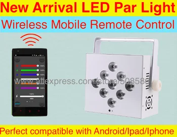 

8pcs/lot, New arrival Mobile Remote Control 9X10W RGBW 4in1 or 9x12w RGBWA/UV 5in1 LED WIRELESS BATTERY Par LIGHT DMX