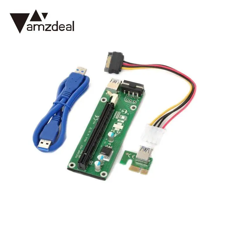 Amzdeal 62 см PCIe Express pci-e видео карты 1x к 16x USB 3.0 адаптер смолы анти горения линии расширения Расширительные платы