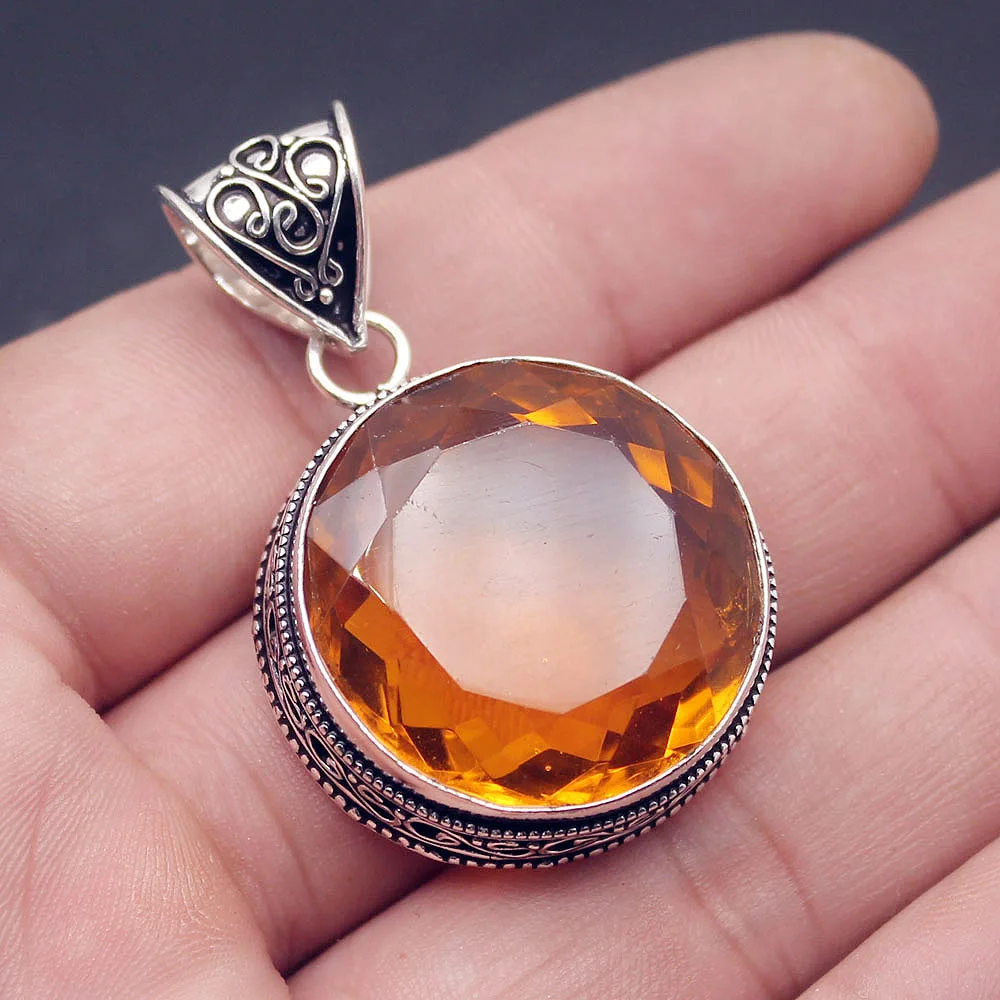 Elegant Round Shape Multi Color Topaz925 Sterling Silver Charms 