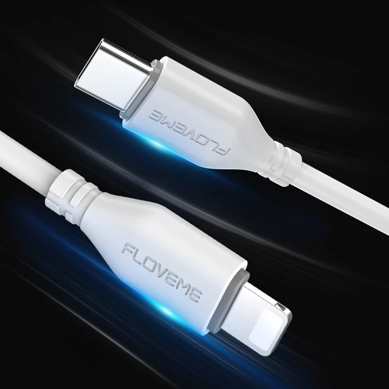 FLOVEME USB PD быстрое зарядное устройство type C для осветительного кабеля 18 Вт Реверсивный зарядный USB-C для iPhone X XR XS Max кабель type-C для передачи данных - Цвет: Белый