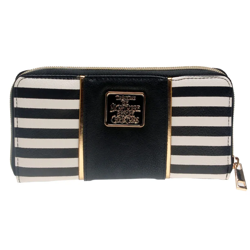 Цена Полосатый Джек и Салли женский бумажник на молнии металлический значок кошелек кошмар до Рождества DFT 5033