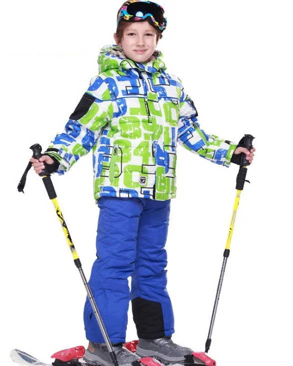 

Hot sale Boy Skiing Jackets And Pants Snowboard sets Thicken Warm Waterproof Windproof Winter Kids Ski wearproof suit
