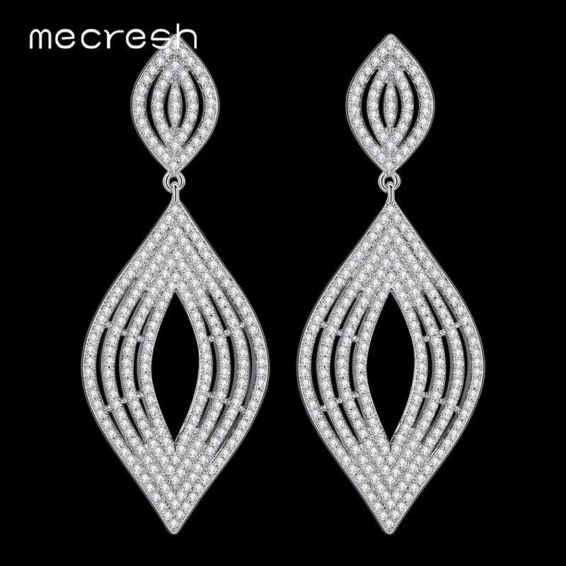 

Mecresh Sparkling 2 Colors Geometric Bridal Drop Earrings for Women Statement Leaf Pendant Piercing Earrings 2022 Jewelry EH1105