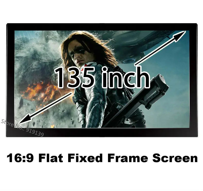 Grande Cinema Formato 135 Pollice Piatto Telaio Fisso Schermo 16:9  Montaggio A Parete Schermi Del Proiettore Immagine Stupefacente Per Il Cinema 3D Q