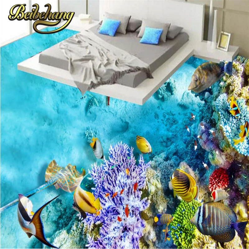 beibehang Custom Floor Wall paper 3D Wall Mural Paintings PVC Self-adhesive Waterproof Bathroom wallpaper for walls 3 d flooring