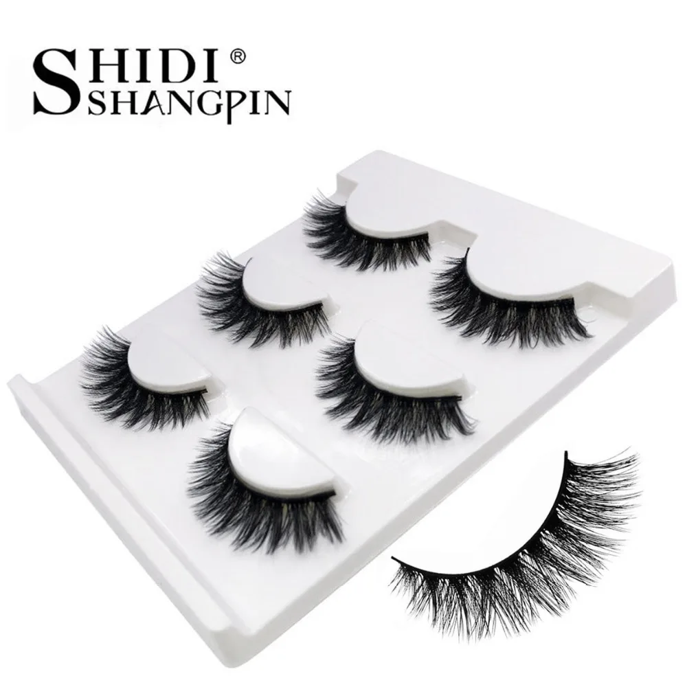 

SHIDISHANGPIN 3 Pairs Mink Eyelashes Natural Long Eyelashes 10mm 3D mink false lashes natural long cilios mink false eyelash